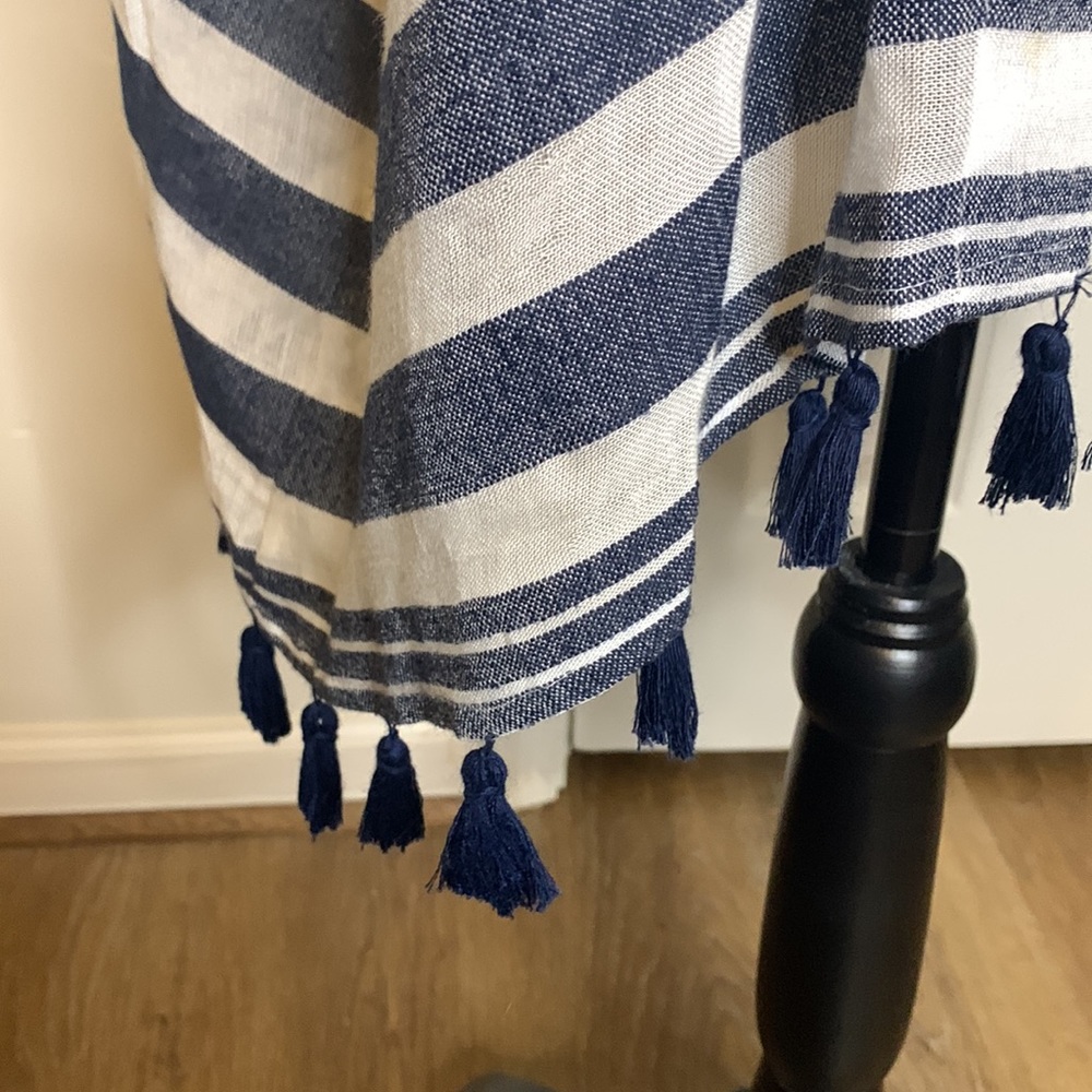 LOFT Navy and White Striped Open Front Kimono Cardigan - Picture 4 of 4
